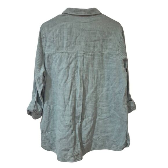 Anne Klein Women's Sage Green Cotton Gauze Button Down Shirt NEW NWOT - Picture 3 of 12